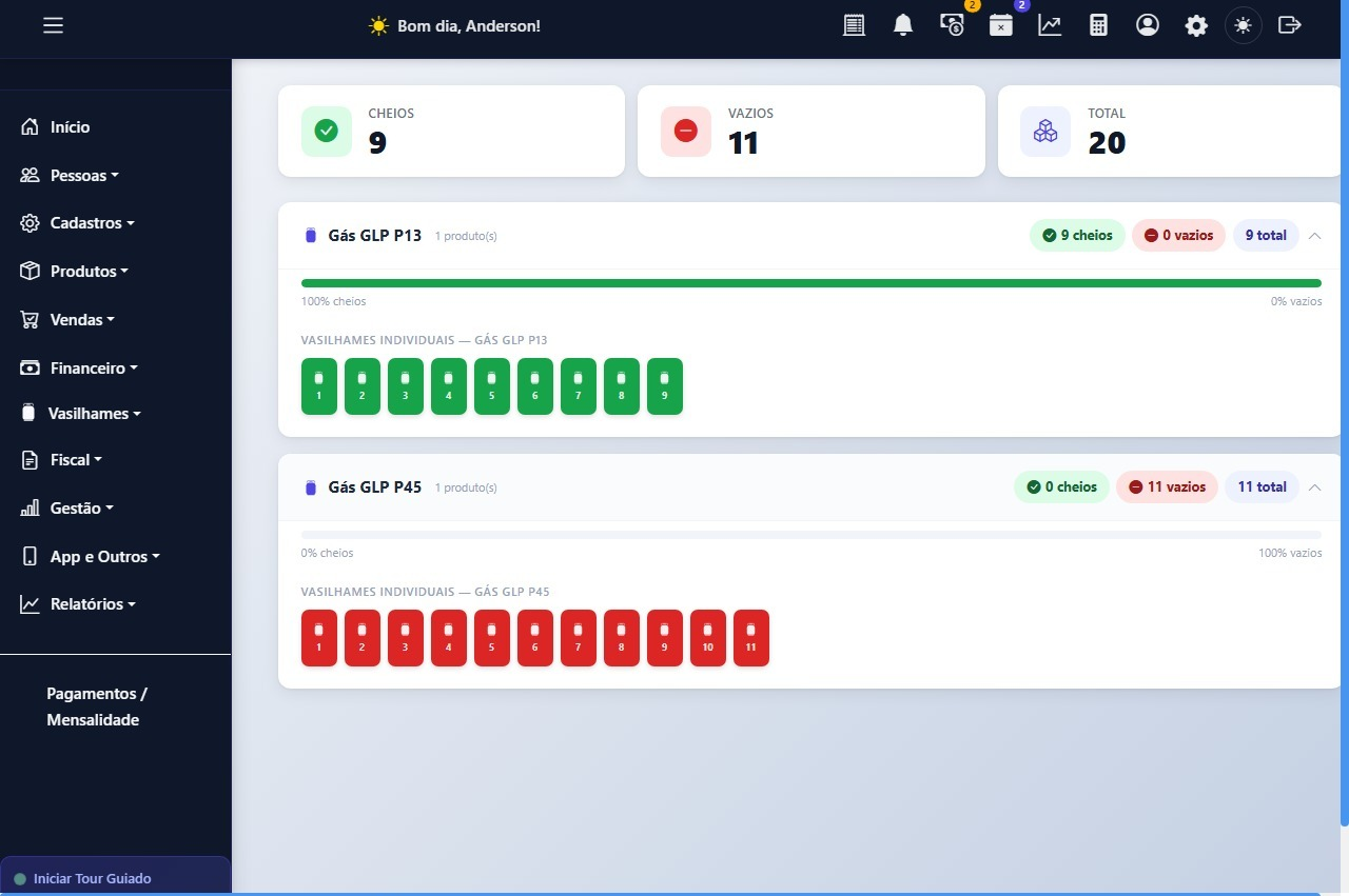 Controle visual de vasilhames cheios e vazios